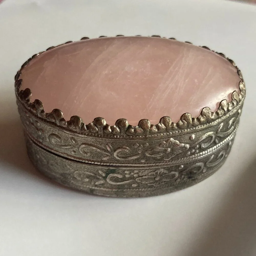 Rose Quartz Pill Box - Ring Box - Small Box - Picture 1 of 7